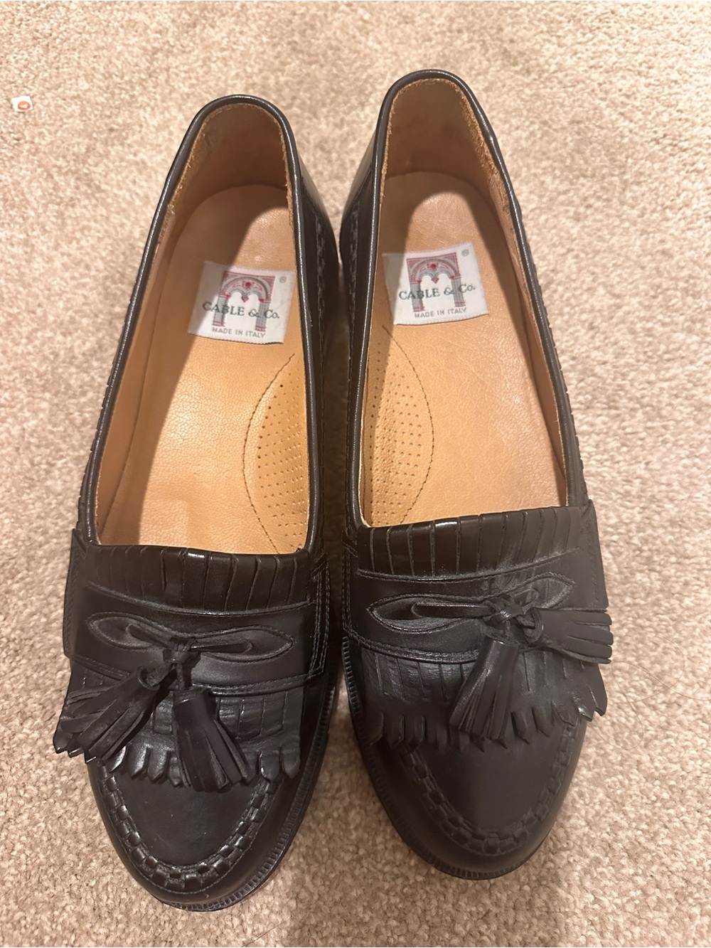 Black Leather Tassel Loafers for Men